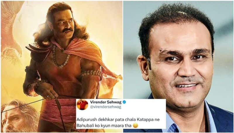 Virender Sehwag trolls prabhas starrer Adipurush and he says awhy Katappa killed Baahubali sgk