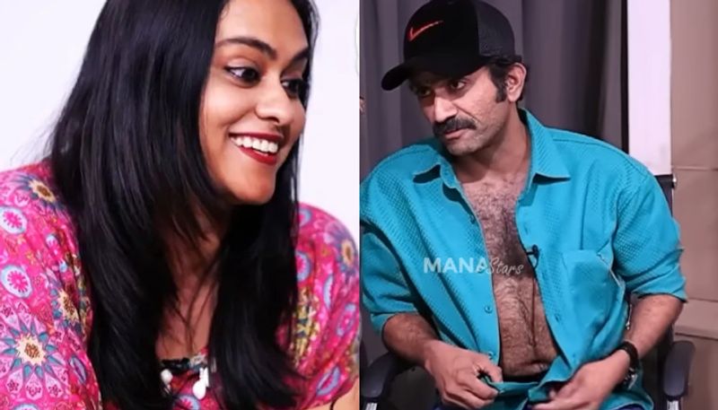 Malayalam Actor Shine Tom Chacko tries to give his shirt to lady anchor video hrk