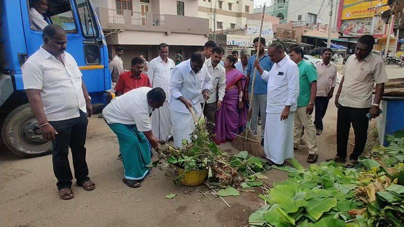 mla gk mani did cleaning work at pennagaram constituency in dharmapuri district