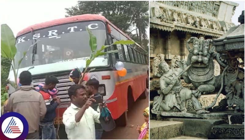 After 75 years of independence KSRTC bus arrived in Hoysala Empire home village sat