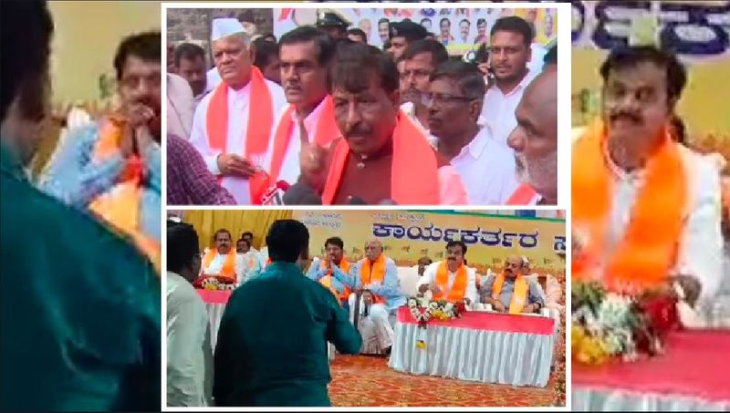 Basangowda patil yatnal supporters riot in Vijaypur BJP district convention today rav