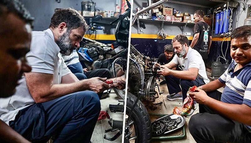 bharat jodo yatra continues rahul gandhi meets traders fixes bike in delhi s karol bagh ash