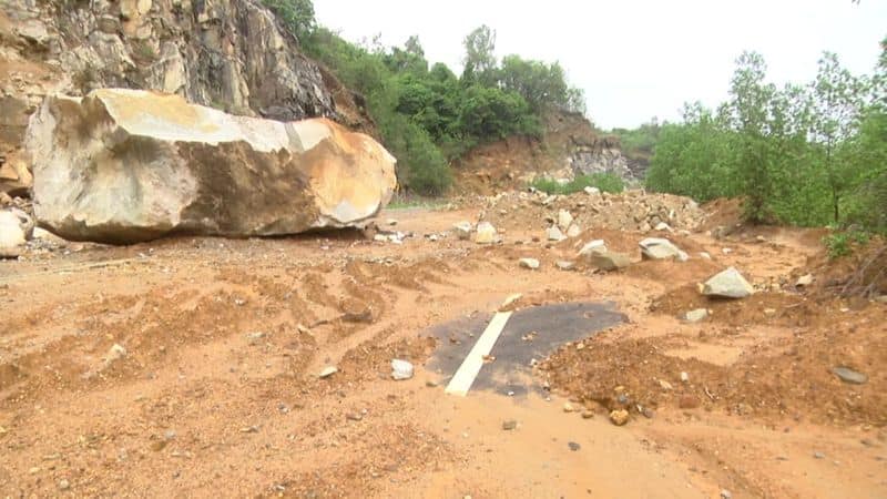 Unscientific road work by IRB hill collapse is seen in rainy season at Uttara Kannada gvd