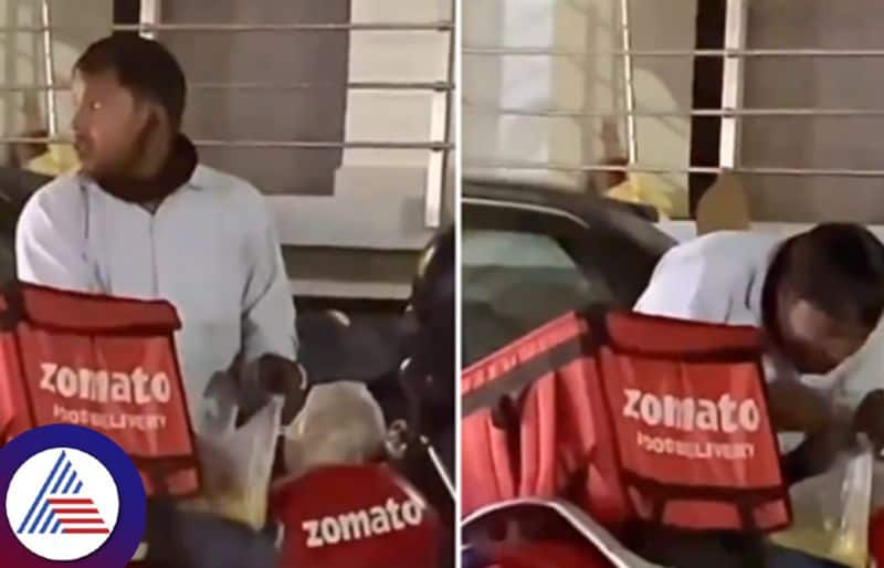 Zomato Delivery Agent Eats Dal Chawal From Plastic Bag In Heartbreaking Video Vin