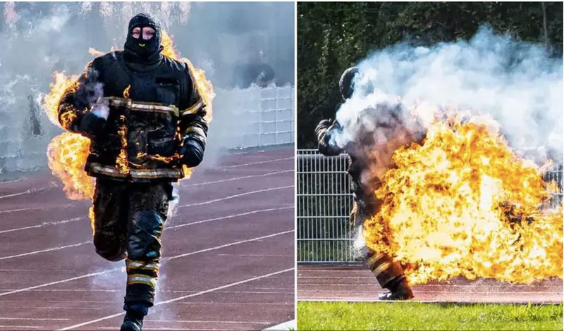 WATCH French firefighter's daring run while engulfed in flames smashes Guinness World Records snt