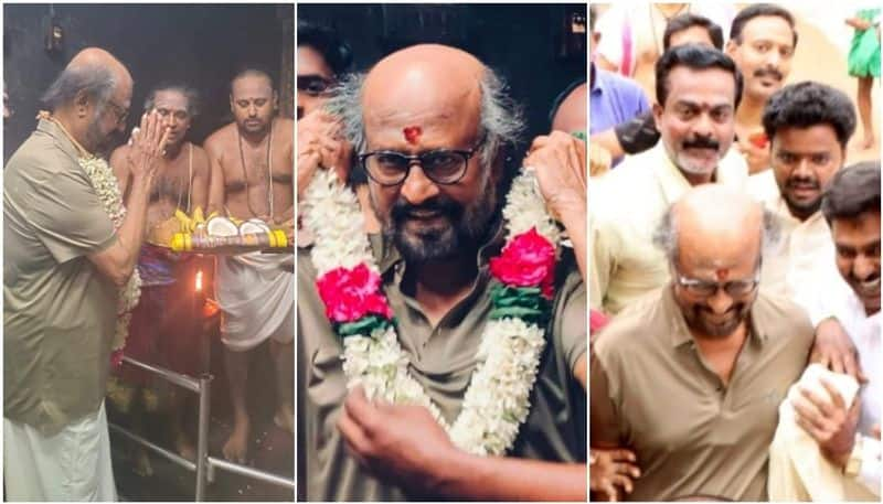 Rajinikanth visits Annamalaiyar temple while shooting for daughter Aishwarya Lal Salaam sgk