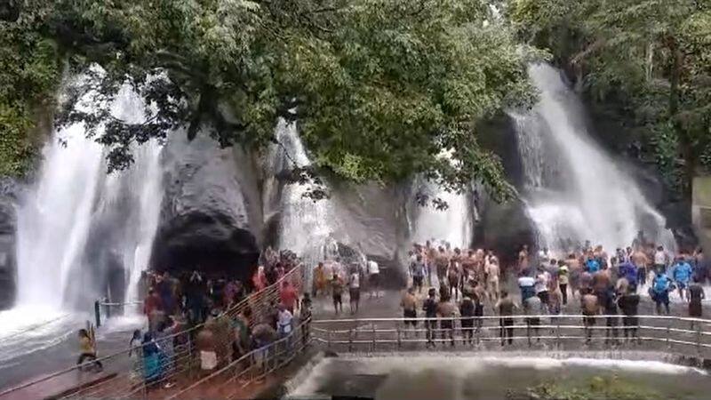 tourists allowed to bath at falls in tenkasi district