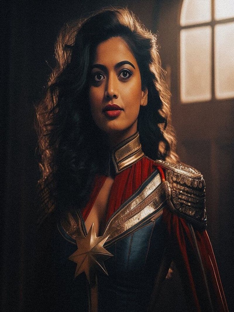 rashmika mandanna and Indian actresses in Captain Marvel AI Images pav