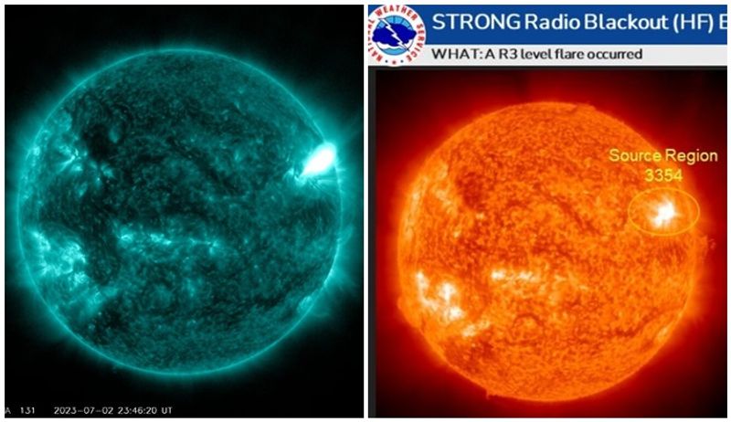 NASA releases pic Sun emits strong solar flare san