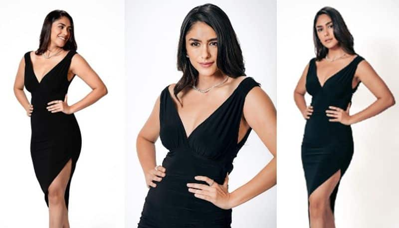 Actress Mrunal Thakur Stunning poses in Black Outfit NSK