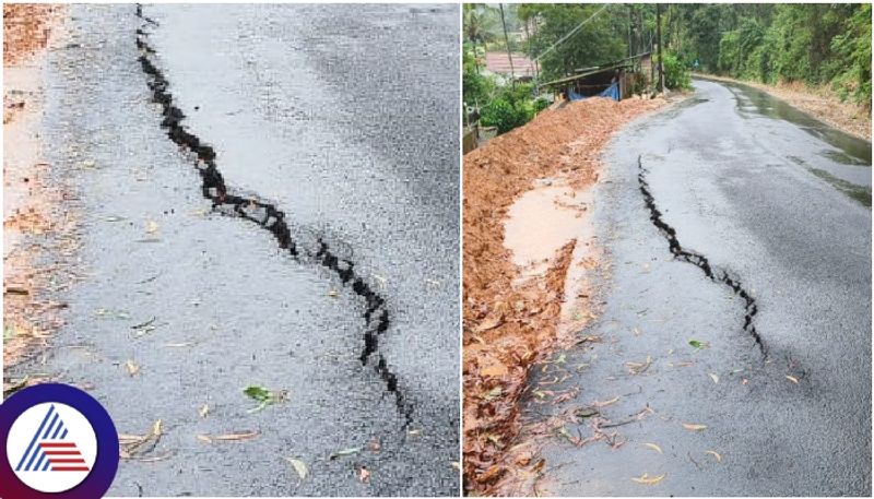 Heavy rains in Karnataka Kalasa Kuduremukh Mangalore highway is Crack sat