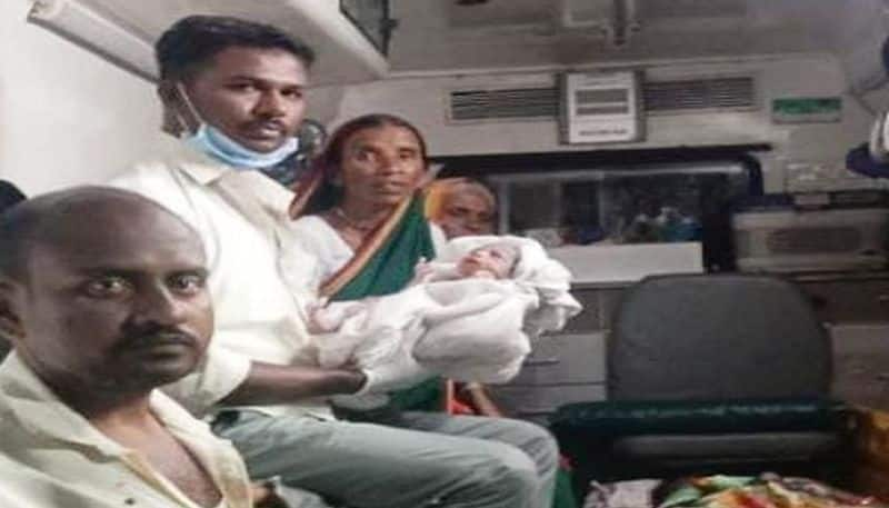 Mother who Gave Birth to Child in an 108 Ambulance at Mudgal in Raichur grg 