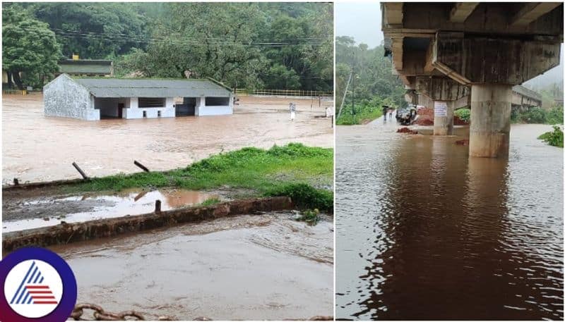 Karnataka rain Kodagu Torrential rain Triveni sangama inundated and Napoklu road connectivity cut sat