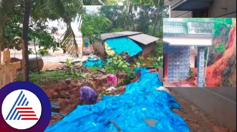 Heavy rains bantwal House  collapsed and Sriram school playground compound was damaged rav