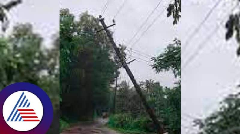 Heavy rain in suntikoppa Electric poles falls at kodagu rav