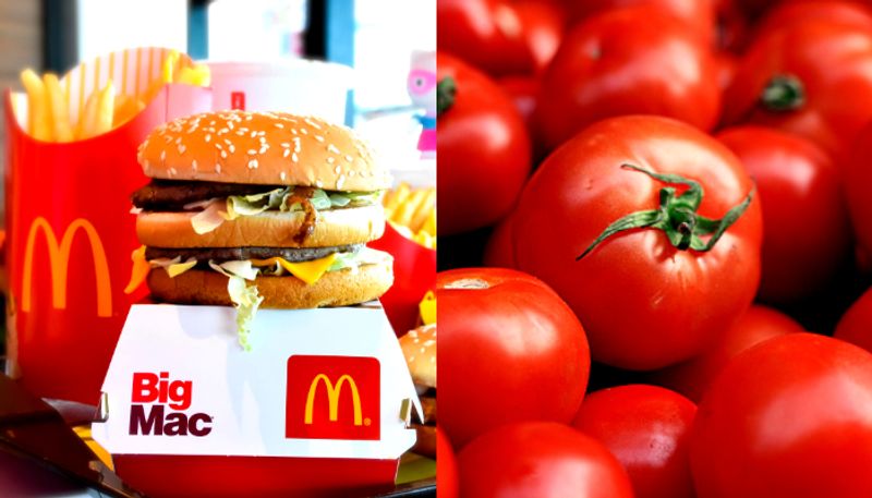 McDonald temporarily drop tomatoes from their burgers and pizza in India due to quality concerns after prices hike ckm