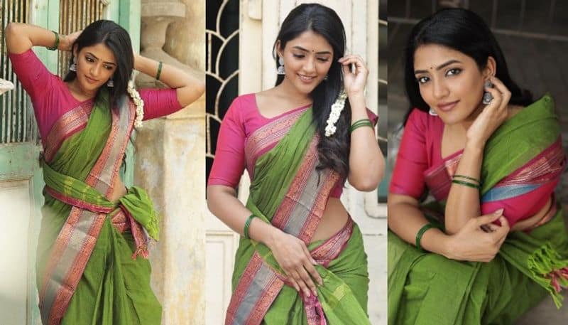 Eesha Rebba beautiful Look in Green Saree NSK