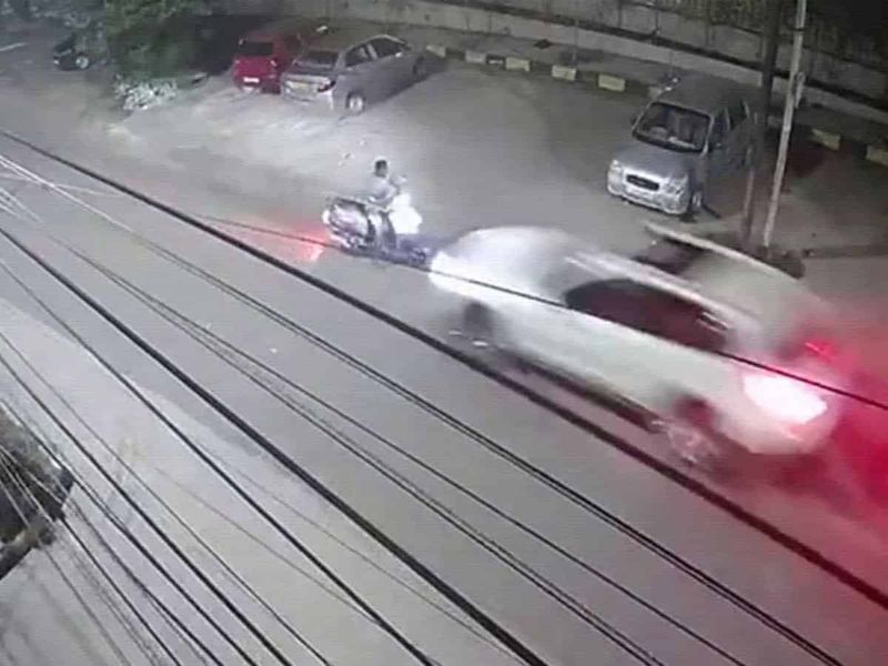 two drunken women hit motorcyclist with a car in hyderabad ksp