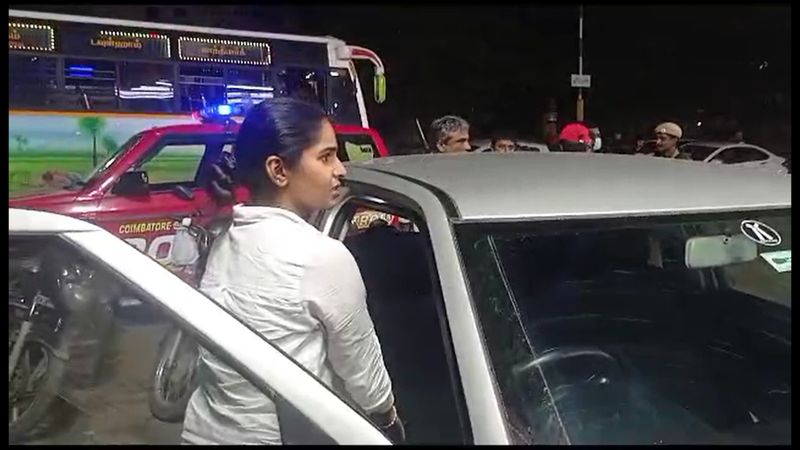 lady drunk and driver arrested by coimbatore police