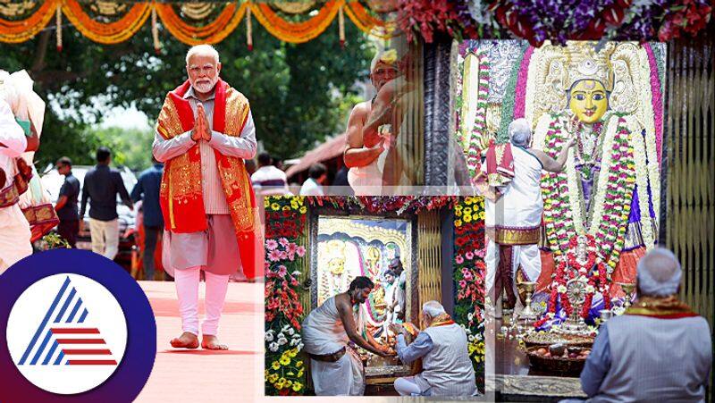 PM Modi offered special pooja at Bhadrakali temple before lay foundation of various projects at Warangal Telangana ckm