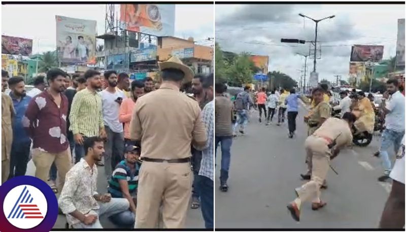 Mandya Youth said not to wear helmet and not to pay fine Run away after police baton charge sat