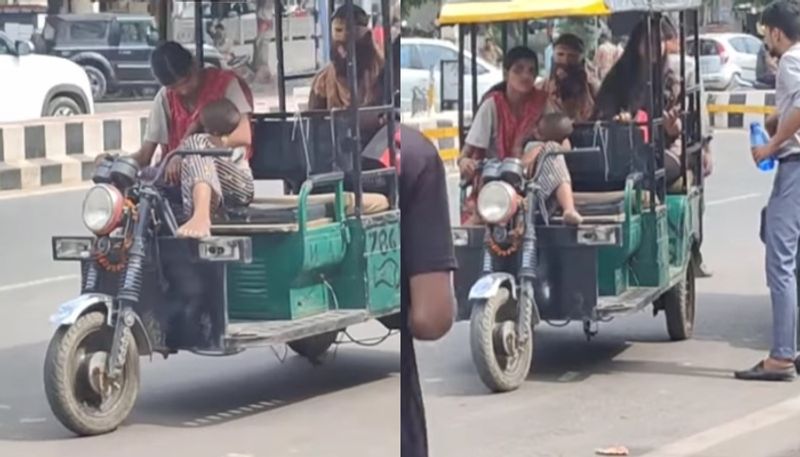 mother drives rikshaw with toddler the video going viral hyp