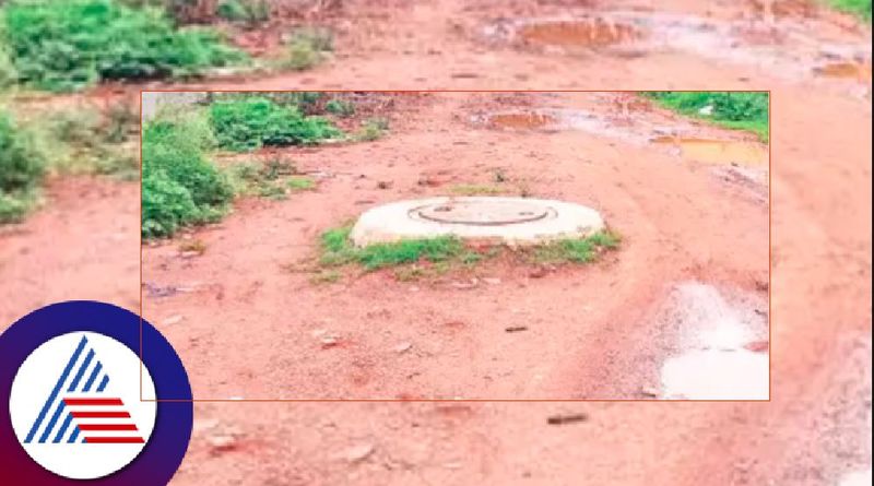 road dug for drainage is not covered with soil in hirekeruru at haveri rav