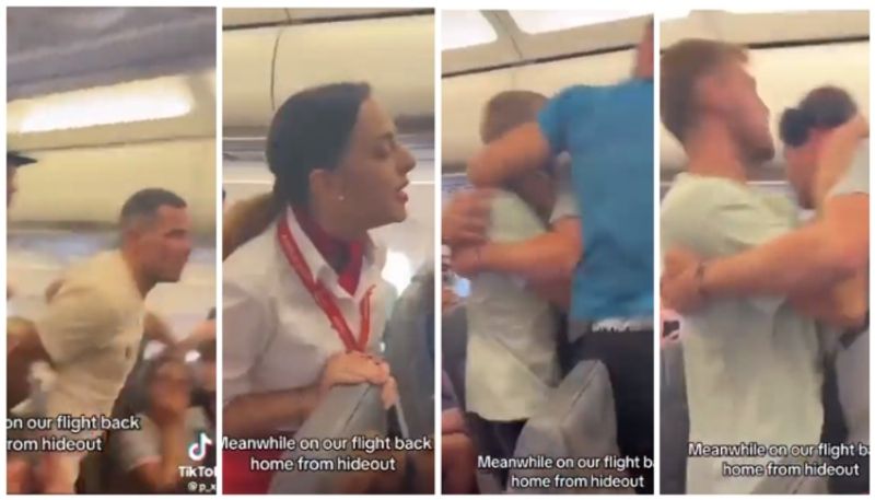 Video of other passengers trying to subdue the passenger trying to open the door of the plane went viral bkg