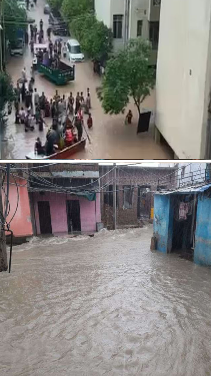 Flooding again in North India 128 people died in 3 days combined attack of West wind, Monsoon winds are reason for the heavy rains akb