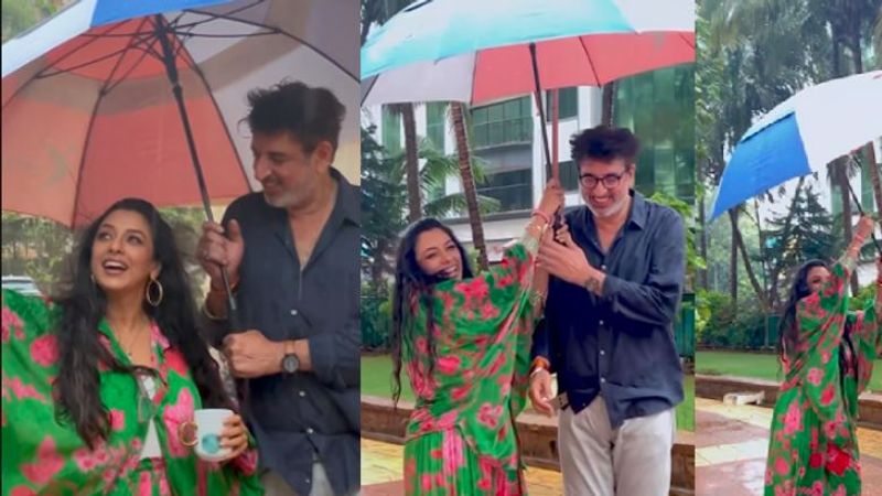 Anupama Fame Actress Roopa ganguli romance Rimjim Gire Sawan song with her husband when it is raining akb