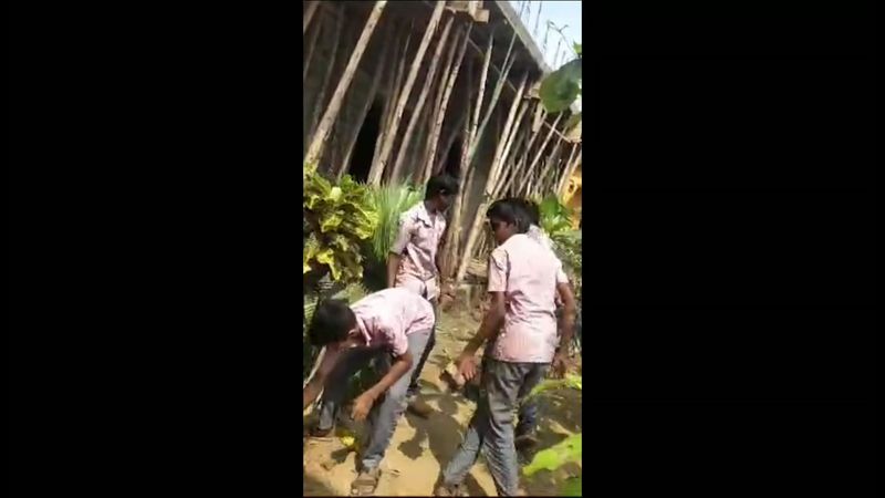 government school students did a construction work in thanjavur district video goes viral