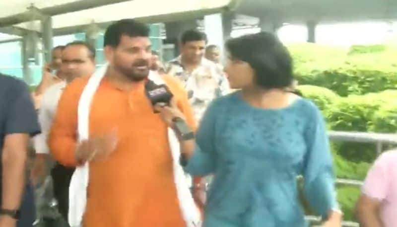 WATCH BJP MP Brij Bhushan Sharan Singh breaks reporters mic gkc