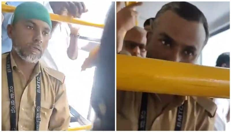 bmtc bus conductor wearing topi on Governament Duty Women questions Viral Video san