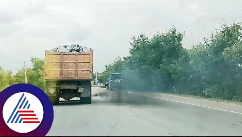 Overloaded vehicles spewing smoke Negligence of RTO officials in gundlupete at mysuru rav