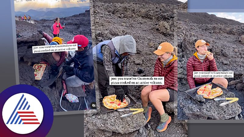 Woman Traveller Eats Pizza Cooked On An Active Volcano Video Viral Guatemala roo