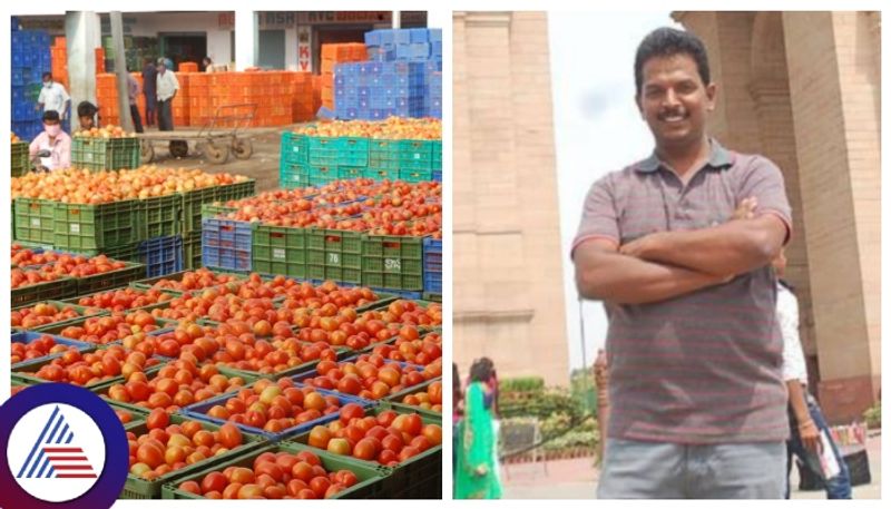 Karnataka Kolar farmer sells 2000 boxes of tomatoes for 38 lakhs rupees gow 