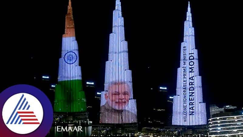 Burj Khalifa, the skyscraper in Dubai, illuminates with Indian Tricolour as PM Modi visits there