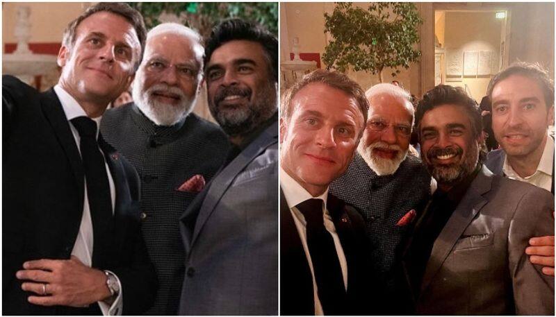 R Madhavan poses with PM Modi as French President clicks selfie sgk