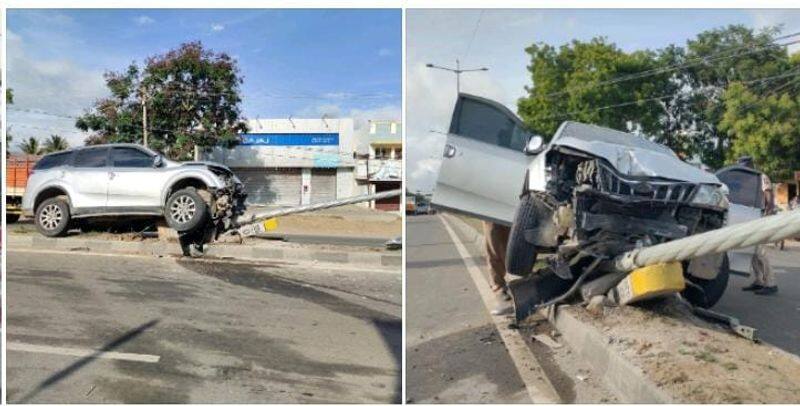 Gutka bundles were caught from a car involved in an accident in Coimbatore