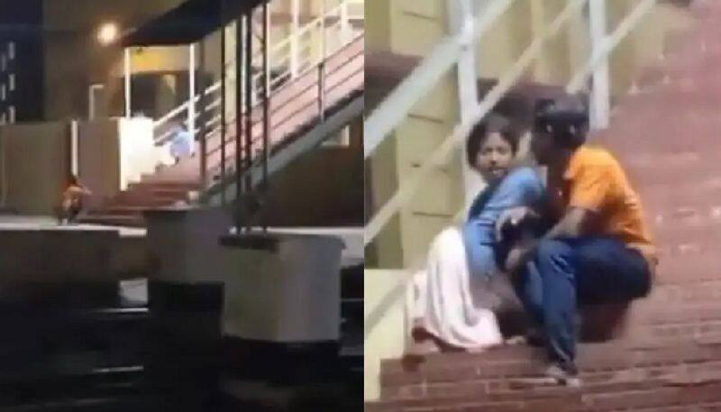 Boy spotted getting punished by girlfriend at railway platform, does sit ups holding ears Vin