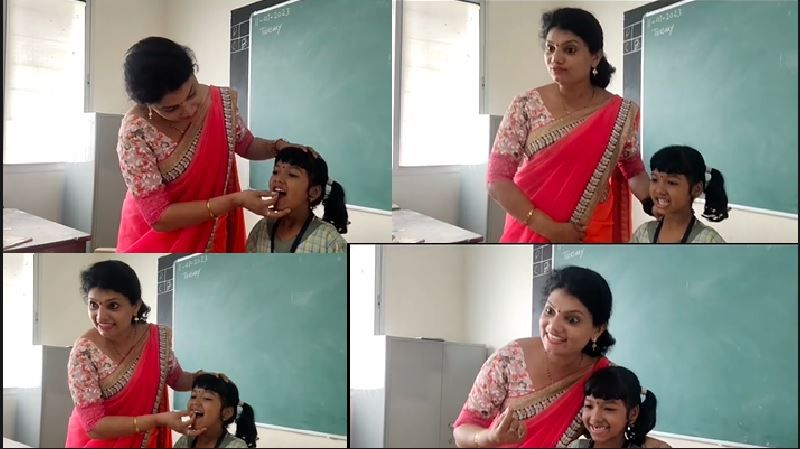 vandan teacher from Karkala not only teaches but also pulls childrens teeth funfully video goes viral in social Media akb