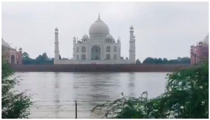 viral video of Yamuna touch Taj Mahal walls after 45 years bkg