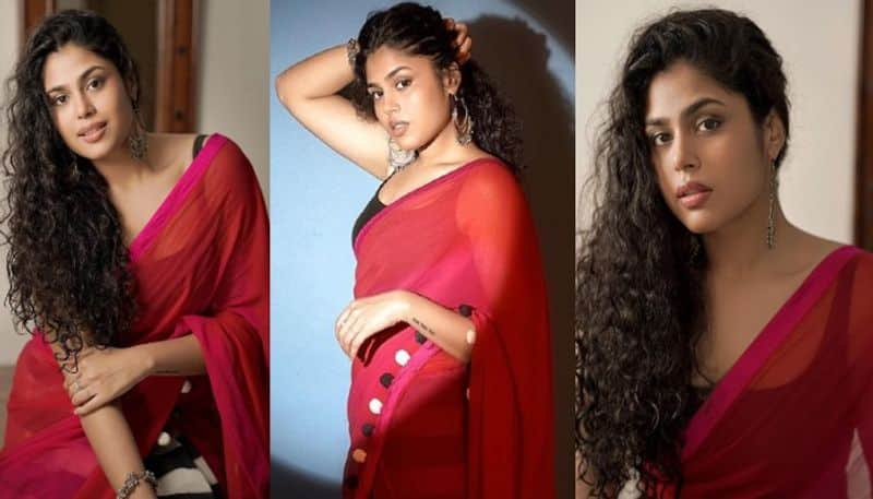 Actress Faria Abdullah looks beautiful in Red Saree NSK