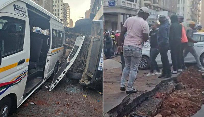 WATCH Suspected gas explosion rips open road, flips cars in Johannesburg; dramatic videos go viral snt