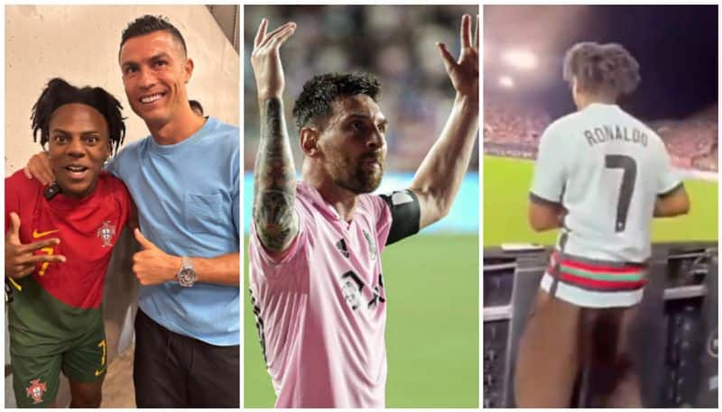 watch video cristiano ronaldo fan speed celebrates lionel messi first goal for inter miami saa