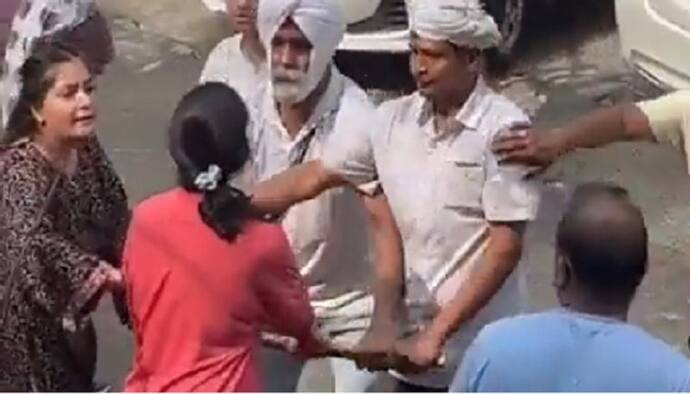 WATCH: Two neighbors clash over parking space in Delhi's Sant Nagar area