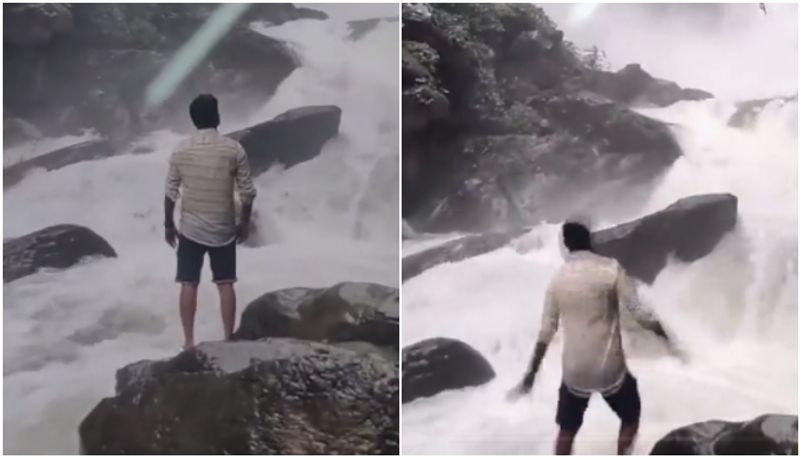 Karnataka: Man creating Instagram reel on waterfall slips (WATCH) vkp