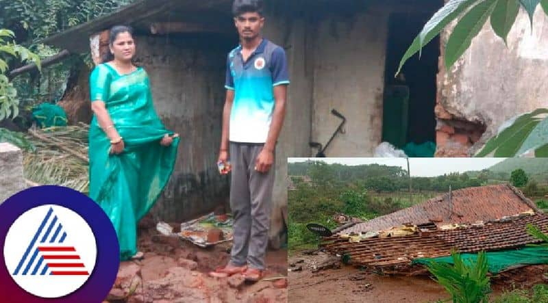 Heavy rain in Terikeri, Kaduru area houses collapsed chikkamagaluru rav