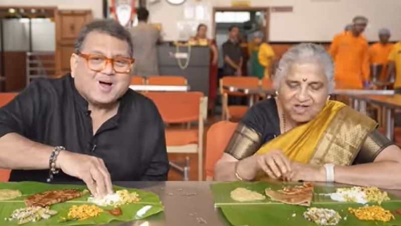 I am pure vegetarian I carry food with me when I go abroad 60 years ago I used to full my grandmother leg but today i do the same says Sudhamurthy akb