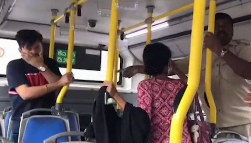 Bengaluru Shakti Scheme Men traveller and Bus conductor Fight Viral Trending san